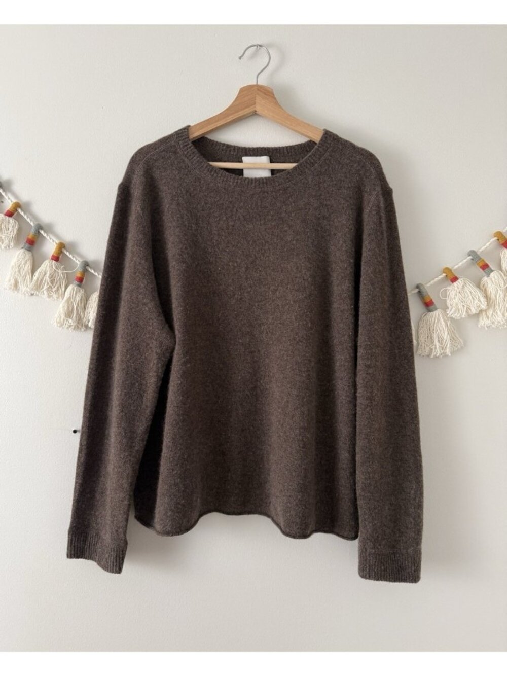 Reformation 100% Cashmere Boyfriend Crewneck Sweater Chocolate Brown Basics Cozy